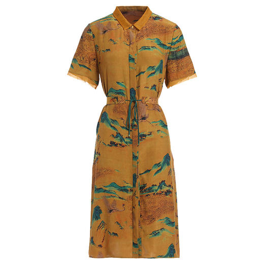 乔万尼真丝连衣裙新款衬衣领设计感显瘦EF2E358 商品图4