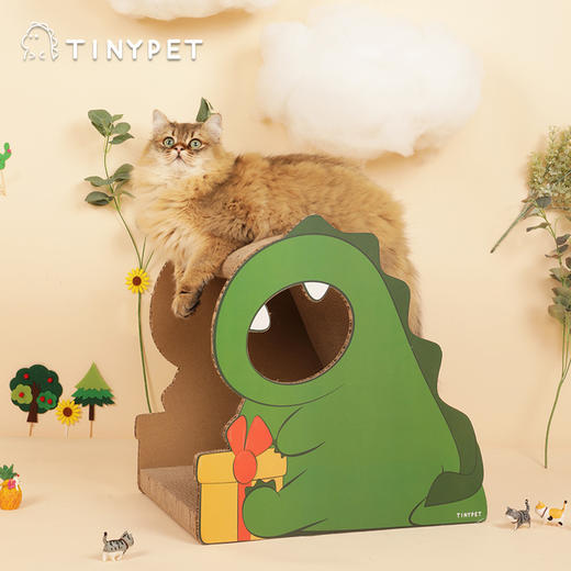【超大空间 边玩耍边休息】恐龙猫抓板瓦楞纸猫窝猫爬架立式猫爪板用品猫猫玩具 商品图6
