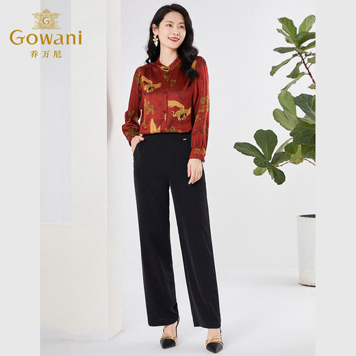 乔万尼真丝衬衫女大牌新中式设计重磅桑蚕丝长袖上衣EF2C341 商品图1