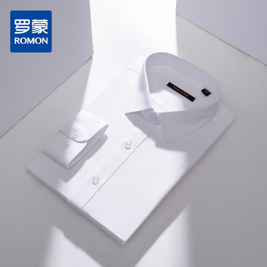 【定制刺绣】罗蒙春秋竹纤维长袖衬衫男士正装商务通勤职业纯色衬衣男 商品图0