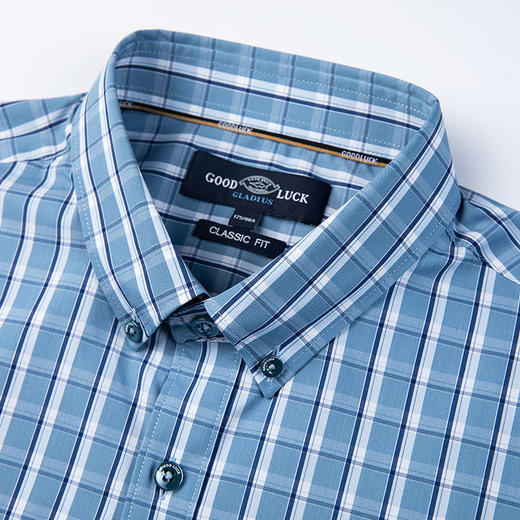GOOD LUCK/德鲨竹纤维混纺抗菌吸湿格纹短袖衬衫LY21421-832 商品图4