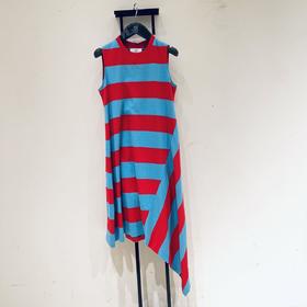 ck Calvin Klein 女士撞色条纹不规则背心长裙