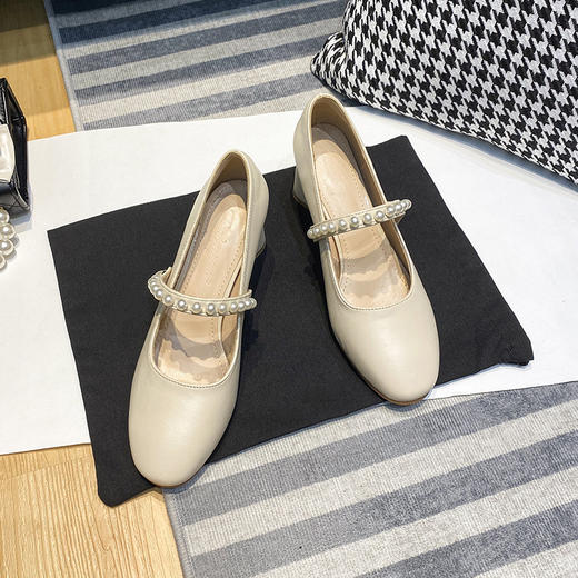 一字带高跟鞋玛丽珍鞋圆头粗跟单鞋DJY 商品图1