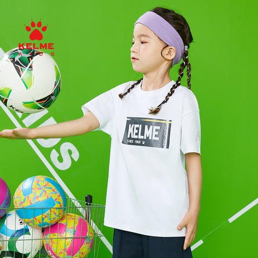 KIDS  卡尔美童装女童纯棉短袖夏季新款时尚纯色休闲T恤 商品图1