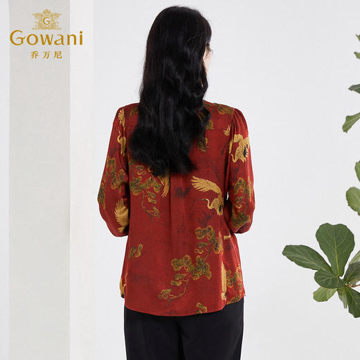 乔万尼真丝衬衫女大牌新中式设计重磅桑蚕丝长袖上衣EF2C341 商品图3