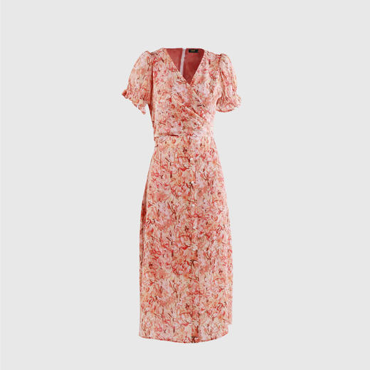 前胸交叉松紧袖口连衣裙 商品图0