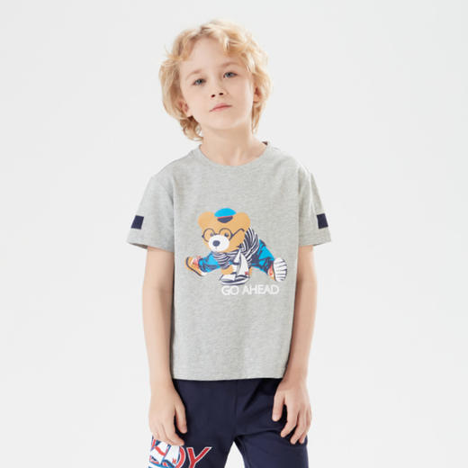 mettekids儿童短袖t恤2022春季新款男童洋气印花童装透气上衣夏装 商品图2