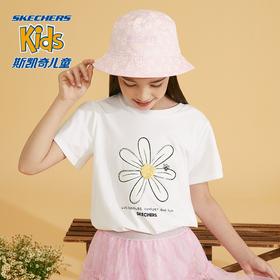 小斯凯奇童装2022夏季新款中大童花朵上衣女童针织短袖T恤L222G022