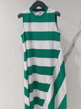 ck Calvin Klein 女士不规则条纹圆领长裙