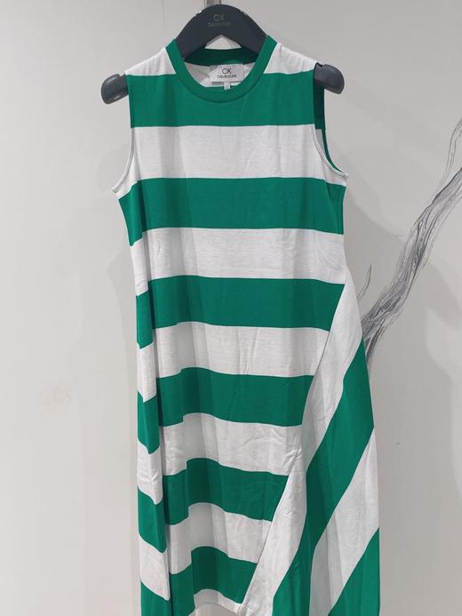 ck Calvin Klein 女士不规则条纹圆领长裙 商品图0