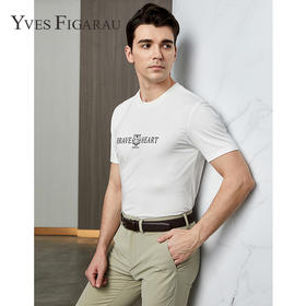 YvesFigarau伊夫·费嘉罗新款夏季男士简约印花舒适透气休闲圆领短袖T恤936850