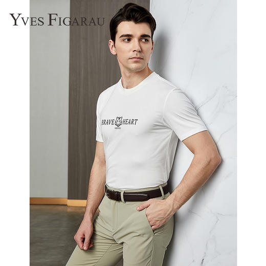 YvesFigarau伊夫·费嘉罗新款夏季男士简约印花舒适透气休闲圆领短袖T恤936850 商品图0