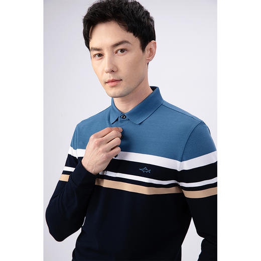 GOOD LUCK/德鲨弹力棉质混纺海洋风条纹长袖T恤LY22107-834 商品图3