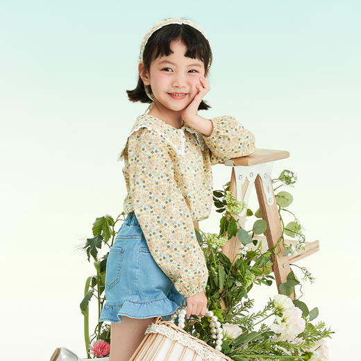 mettekids女童衬衫儿童衬衣春秋新款娃娃领洋气时髦春装炸街上衣 商品图4