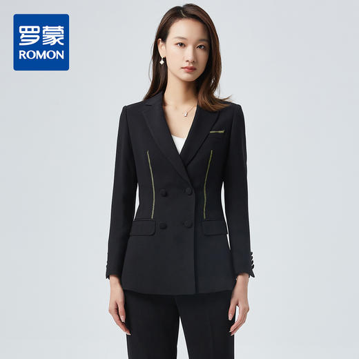 【上衣+裤子】罗蒙西装套装女士设计感西装气质商务通勤小脚裤两件套 商品图0