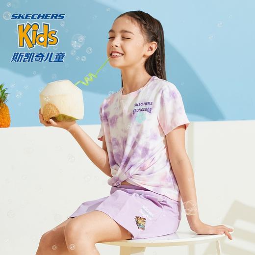 小斯凯奇【海绵宝宝联名】儿童短袖夏新款纯棉女童扎染T恤L222G057 商品图1