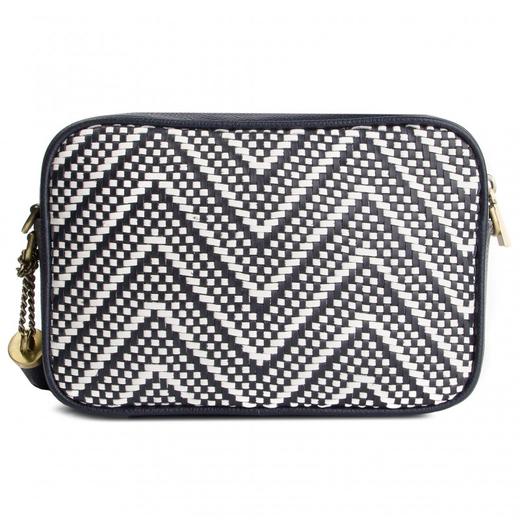 MICHAEL KORS 迈克 科尔斯 MK 女士中号编织皮革斜挎包 蓝白混色 32H8BF5M2U ADMIRAL OPWT 商品图1