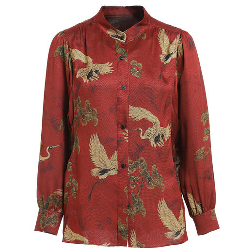 乔万尼真丝衬衫女大牌新中式设计重磅桑蚕丝长袖上衣EF2C341 商品图4