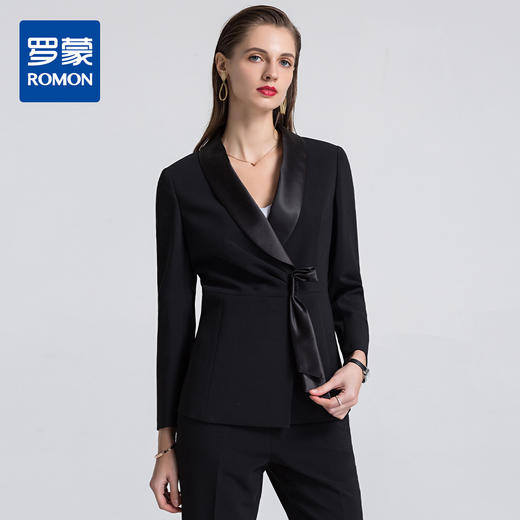 【上衣+裤子】罗蒙春季西服套装两件套女士商务通勤显瘦气质西装女 商品图0