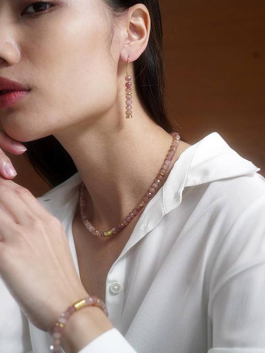 CAPSULE | Wild Pendant Earrings Strawberry quartz [ 草莓晶髓吊坠耳环 粉色 ] 商品图2