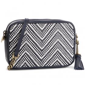 MICHAEL KORS 迈克 科尔斯 MK 女士中号编织皮革斜挎包 蓝白混色 32H8BF5M2U ADMIRAL OPWT