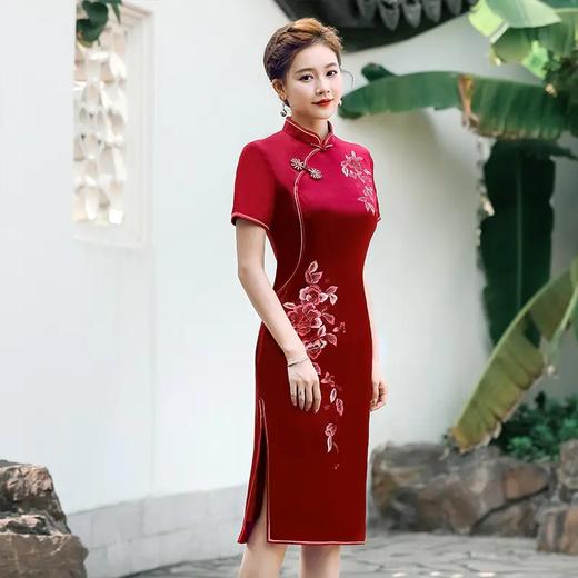 YSD-05632喜婆婆婚宴礼服中老年妈妈晚宴旗袍醋酸缎连衣裙 商品图6