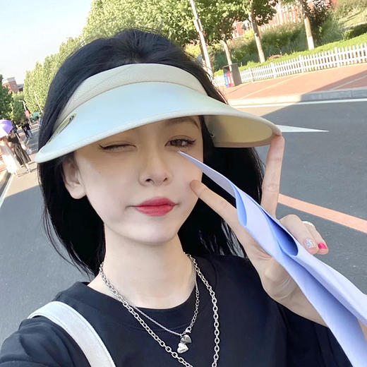 【晚晚同款 超显脸小！】遮阳帽女夏季韩国uv防晒帽户外骑行防紫外线空顶太阳帽子 商品图2