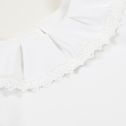 mettekids女童打底衫2022春秋新款儿童T桖荷叶边可爱白色女孩上衣 商品图5