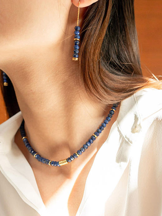 CAPSULE | Wild Pendant Earrings Lapis (dark blue) [ 青金石吊坠耳环 深蓝 ] 商品图2