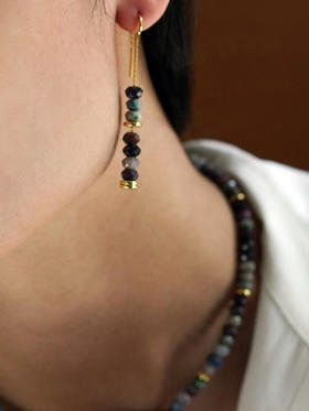 CAPSULE | Wild Pendant Earrings Purple opal [ 紫欧泊髓吊坠耳环 紫红 ]