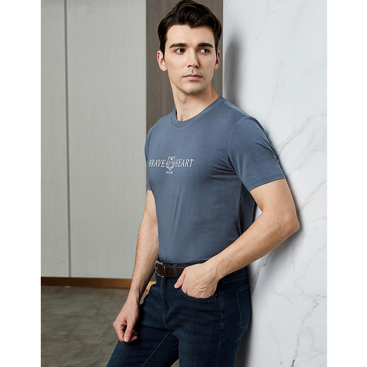 YvesFigarau伊夫·费嘉罗新款夏季男士简约印花舒适透气休闲圆领短袖T恤936852 商品图2