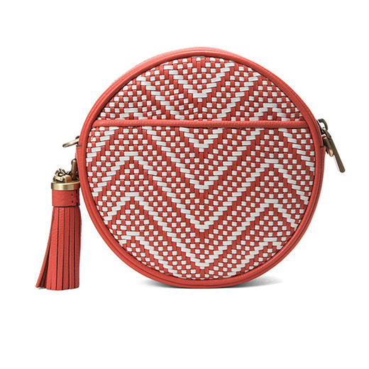 MICHAEL KORS 迈克.科尔斯 MK女包 撞色几何印花皮革斜挎圆包 红白混色 32H8BF5N3U LT TRCTA MLT 商品图2