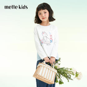 mettekids儿童长袖T恤2022春季新款小衫洋气女童可爱卡通打底衫