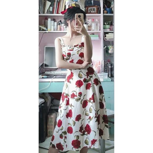 黛唯梵碎花吊带连衣裙2022夏季新款名媛风A性感高质量字裙法式复古茶歇长裙 商品图3