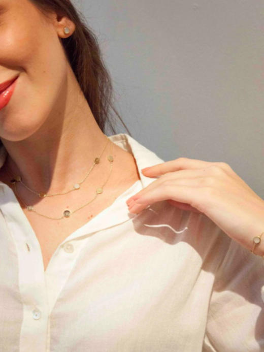 CAPSULE | Bliss Double Chain Necklace Mother of Pearl [ 贝母双层金项链 ] 商品图1