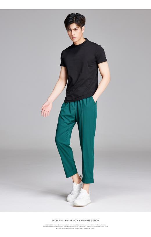 PINLI品立夏季新款纯色凉感修身休闲长裤男士薄款B222117068 商品图1