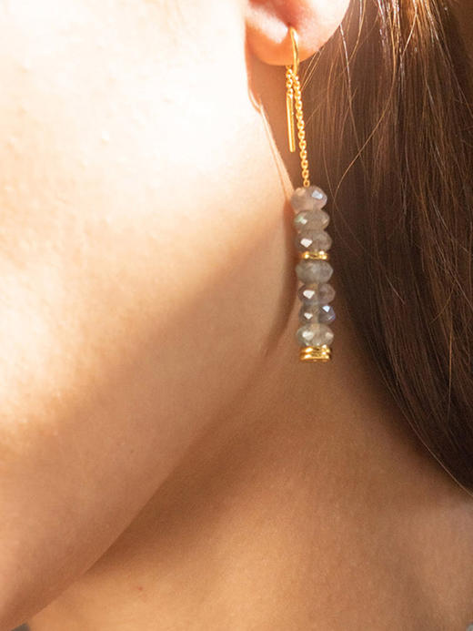 CAPSULE | Wild Pendant Earrings Labradorite [ 拉长石髓吊坠耳环 银灰 ] 商品图0