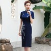 YSD-05632喜婆婆婚宴礼服中老年妈妈晚宴旗袍醋酸缎连衣裙 商品缩略图0