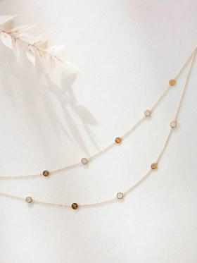 CAPSULE | Bliss Double Chain Necklace Mother of Pearl [ 贝母双层金项链 ]