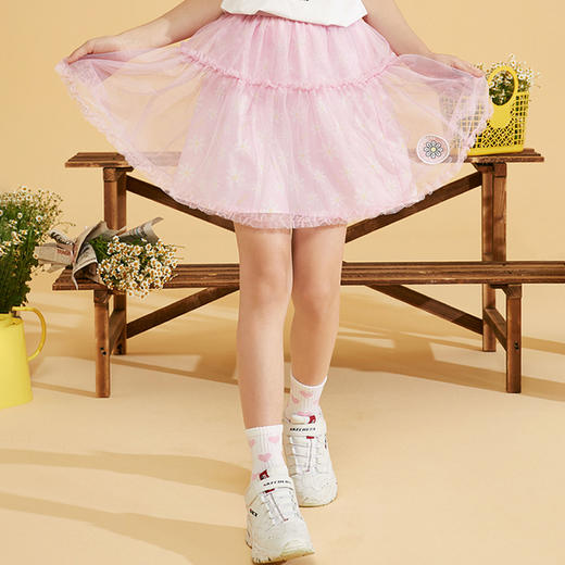 小斯凯奇2022夏新款女童短裙儿童纱裙半身裙大童蓬蓬裙L222G025 商品图1