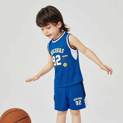 小斯凯奇2022年夏季新款男小童套装透气背心上衣运动短裤L222B076 商品图1