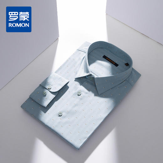【专柜定制刺绣款】罗蒙春夏长袖衬衫男士商务休闲百搭波点印花微弹衬衣男 商品图6
