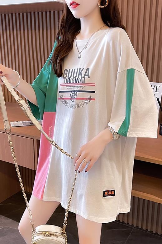 裁缝学苑AQ52 拼接款大码中长款短袖T恤纸样女装睡裙家居服打版图 商品图1