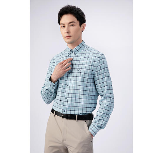 GOOD LUCK/德鲨弹力舒适清新格纹长袖衬衫LY21103-843 商品图3