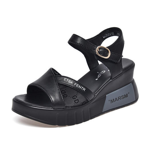 WSS-L2205233夏季新款厚底头层牛皮露趾休闲网纱舒适厚底鞋 商品图4