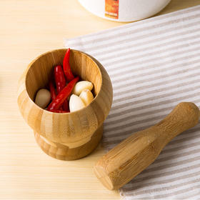 天竹蒜臼子家用手动实木捣蒜器竹捣碎罐