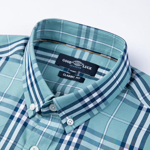 GOOD LUCK/德鲨棉混纺清新大格纹儒雅短袖衬衫LY21430-846 商品图5