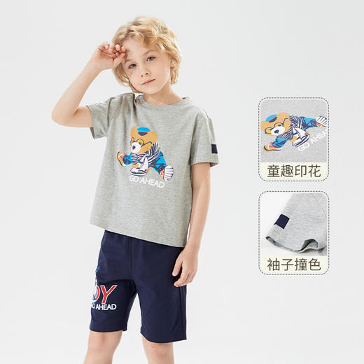 mettekids儿童短袖t恤2022春季新款男童洋气印花童装透气上衣夏装 商品图1