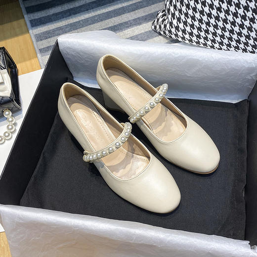 一字带高跟鞋玛丽珍鞋圆头粗跟单鞋DJY 商品图0