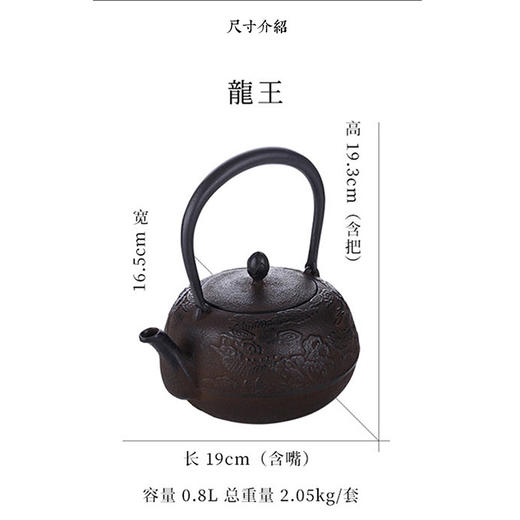 日本进口南部铁器龙王手工铸铁壶0.8L 商品图4